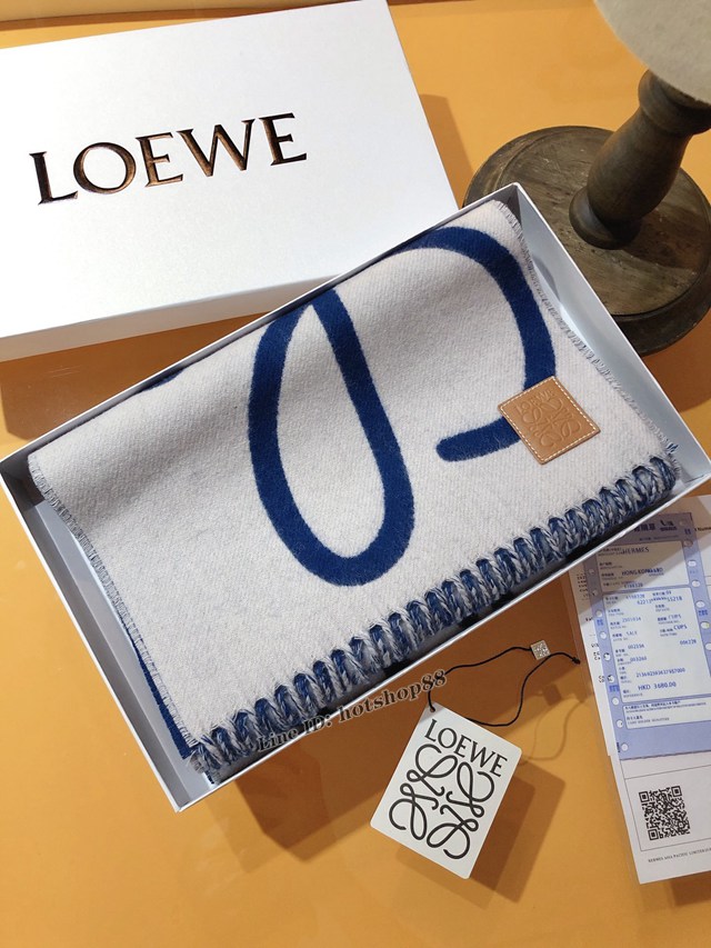 Loewe專櫃同步新款羅意威流蘇邊羊絨男女款雙面圍巾 mmyj1506